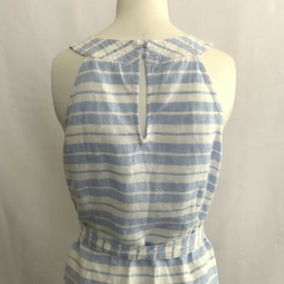 100% Linen Sigrid Olsen Midi Dress Blue White Dutch Stripe 10 - Picture 8 of 12